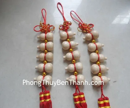 Xâu 5 hồ lô thiên nhiên khắc chữ(xuất nhập bình an). FCC2036